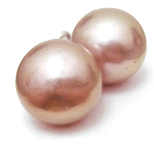Pink Round 14.2mm Edison Pearl Earrings